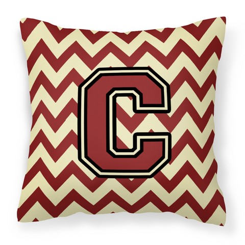 CJ1061-CPW1414 Letter C Chevron Maroon & Gold Fabric Decorative Pillow
