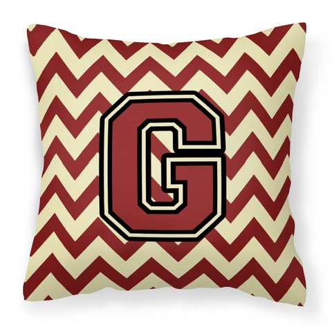CJ1061-GPW1414 Letter G Chevron Maroon & Gold Fabric Decorative Pillow