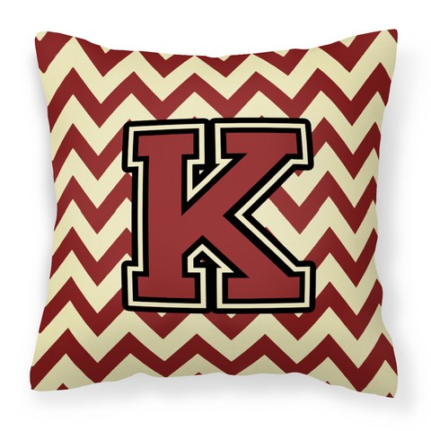 CJ1061-KPW1414 Letter K Chevron Maroon & Gold Fabric Decorative Pillow