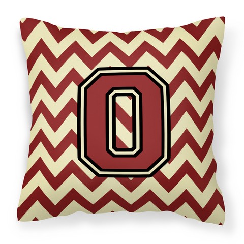 CJ1061-OPW1414 Letter O Chevron Maroon & Gold Fabric Decorative Pillow