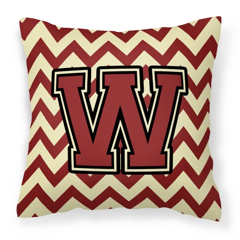 CJ1061-WPW1414 Letter W Chevron Maroon & Gold Fabric Decorative Pillow