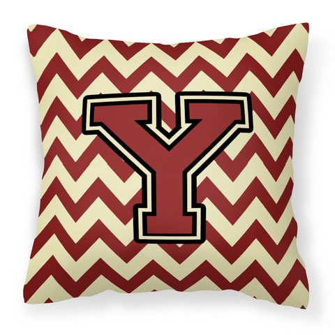 CJ1061-YPW1414 Letter Y Chevron Maroon & Gold Fabric Decorative Pillow