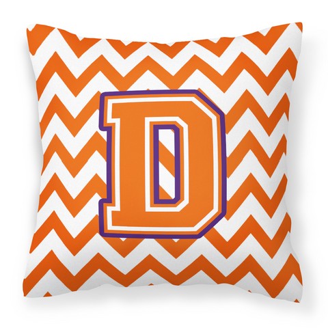 CJ1062-DPW1414 Letter D Chevron Orange & Regalia Fabric Decorative Pillow