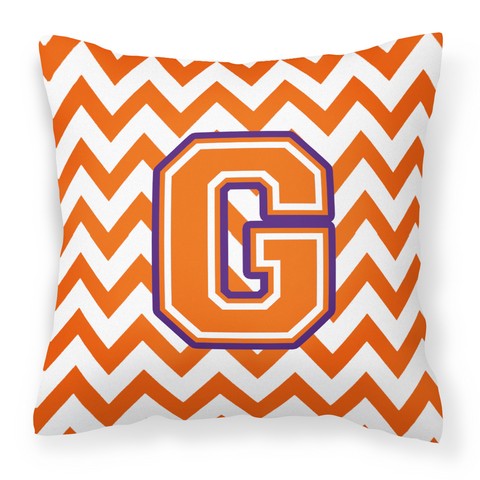 CJ1062-GPW1414 Letter G Chevron Orange & Regalia Fabric Decorative Pillow