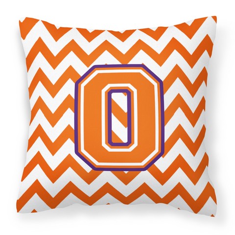 CJ1062-OPW1414 Letter O Chevron Orange & Regalia Fabric Decorative Pillow