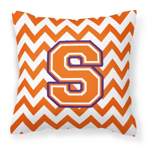 CJ1062-SPW1414 Letter S Chevron Orange & Regalia Fabric Decorative Pillow