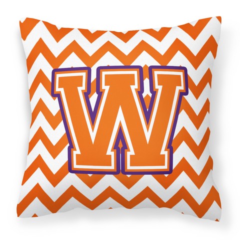 CJ1062-WPW1414 Letter W Chevron Orange & Regalia Fabric Decorative Pillow