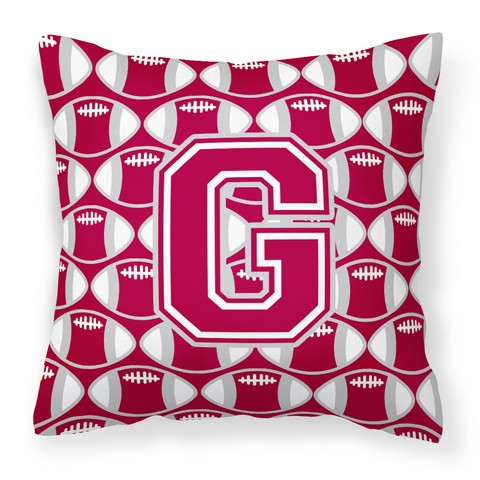 Letter G Football Crimson - Grey & White Fabric Decorative Pillow