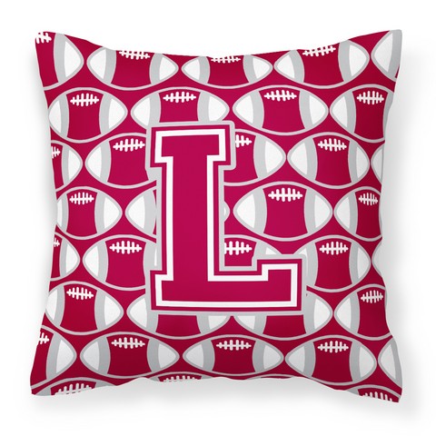 Letter L Football Crimson - Grey & White Fabric Decorative Pillow