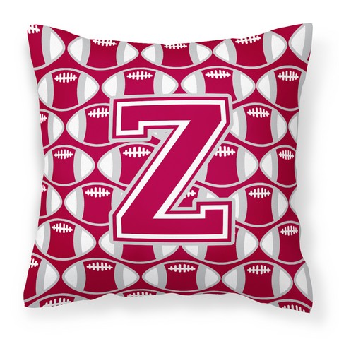 Letter Z Football Crimson - Grey & White Fabric Decorative Pillow