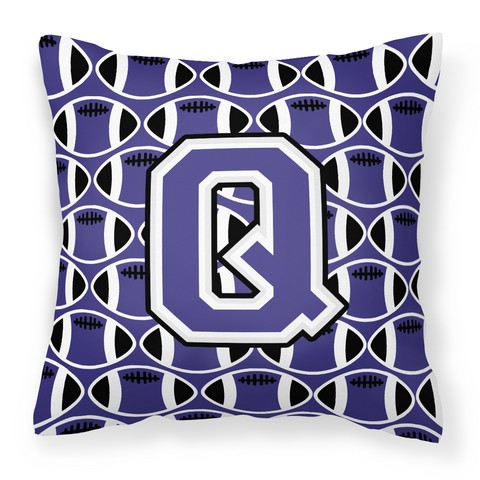 Letter Q Football Purple & White Fabric Decorative Pillow