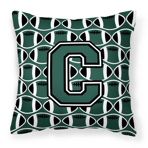 Picture of Carolines Treasures CJ1071-CPW1414 Letter C Football Green & White Fabric Decorative Pillow