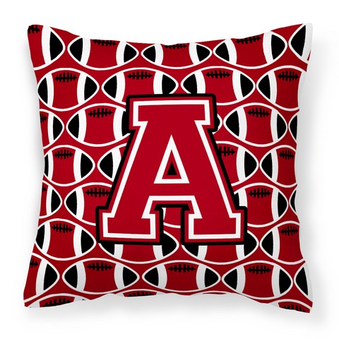 Letter A Football Red - Black & White Fabric Decorative Pillow