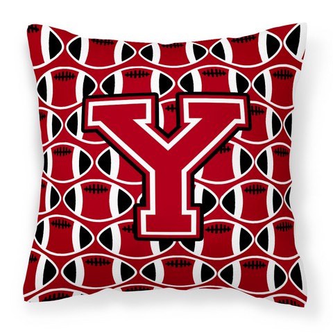 Letter Y Football Red - Black & White Fabric Decorative Pillow