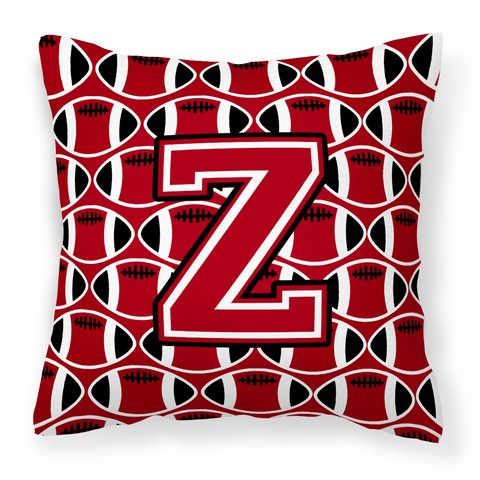 Letter Z Football Red - Black & White Fabric Decorative Pillow