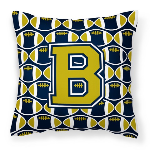 Picture of Carolines Treasures CJ1074-BPW1414 Letter B Football Blue & Gold Fabric Decorative Pillow, 14 x 3 x 14 in.