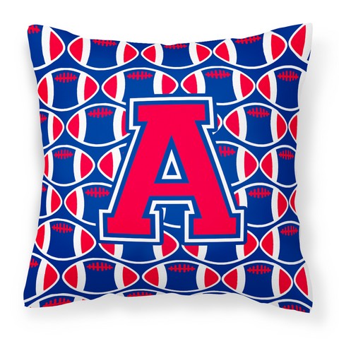 Letter A Football Harvard Crimson & Yale Blue Fabric Decorative Pillow