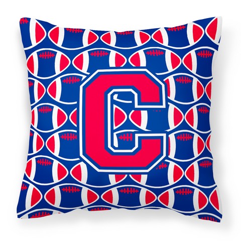Letter C Football Harvard Crimson & Yale Blue Fabric Decorative Pillow