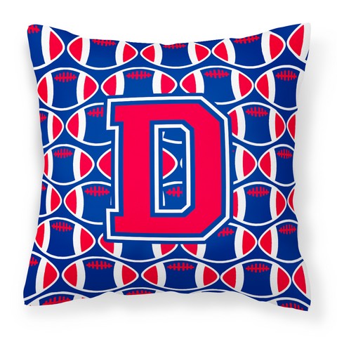 Letter D Football Harvard Crimson & Yale Blue Fabric Decorative Pillow
