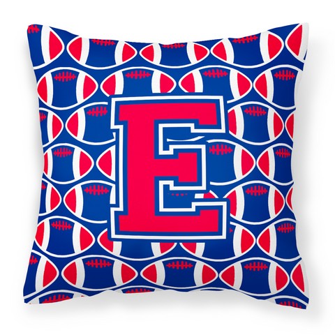 Letter E Football Harvard Crimson & Yale Blue Fabric Decorative Pillow