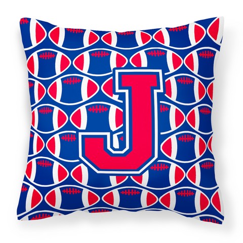 Letter J Football Harvard Crimson & Yale Blue Fabric Decorative Pillow