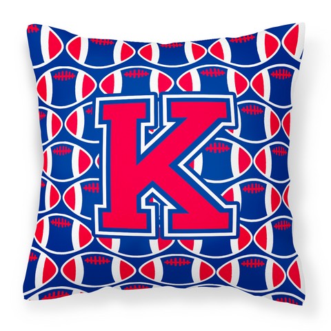 Letter K Football Harvard Crimson & Yale Blue Fabric Decorative Pillow