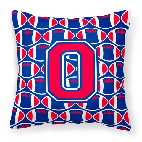Letter O Football Harvard Crimson & Yale Blue Fabric Decorative Pillow