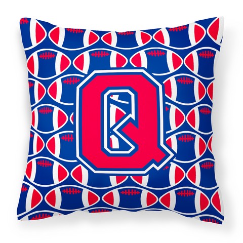 Letter Q Football Harvard Crimson & Yale Blue Fabric Decorative Pillow