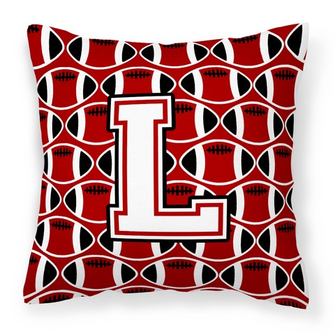 Letter L Football Cardinal & White Fabric Decorative Pillow