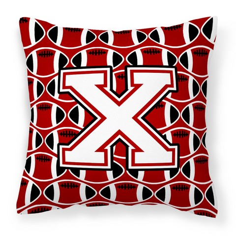 Picture of Carolines Treasures CJ1082-XPW1414 Letter X Football Cardinal & White Fabric Decorative Pillow