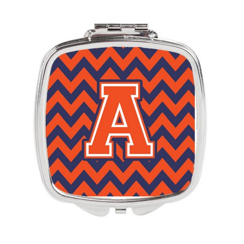 Letter A Chevron Orange & Blue Compact Mirror