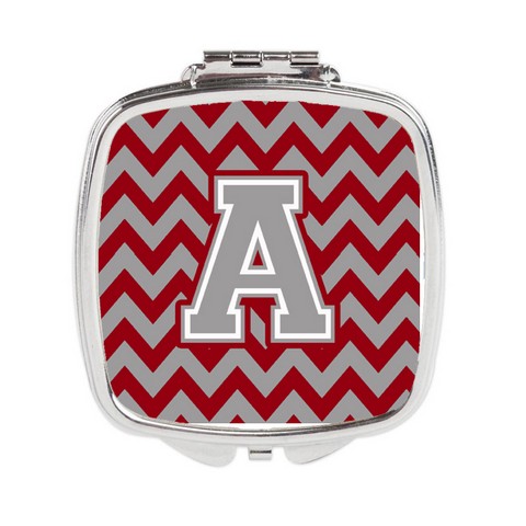 CJ1043-ASCM Letter A Chevron Crimson & Grey Compact Mirror
