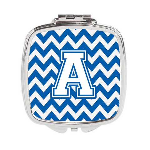 Letter A Chevron Blue & White Compact Mirror - 3 x 0.3 x 2.75 in.