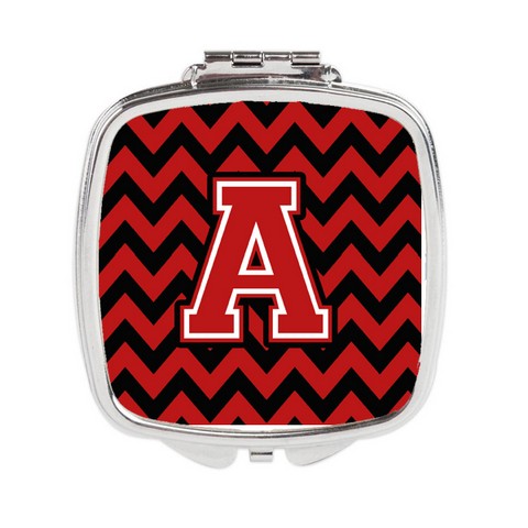 Letter A Chevron Black & Red Compact Mirror - Black & Red