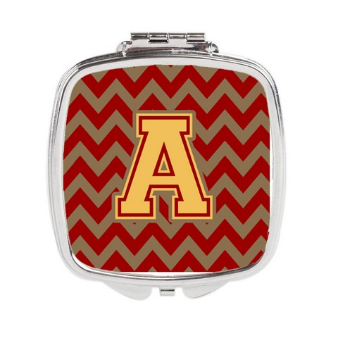 CJ1048-ASCM Letter A Chevron Garnet & Gold Compact Mirror