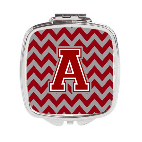 Letter A Chevron Maroon & White Compact Mirror - Maroon & White - 3in. H x 0.3in. W x 2.75in. L