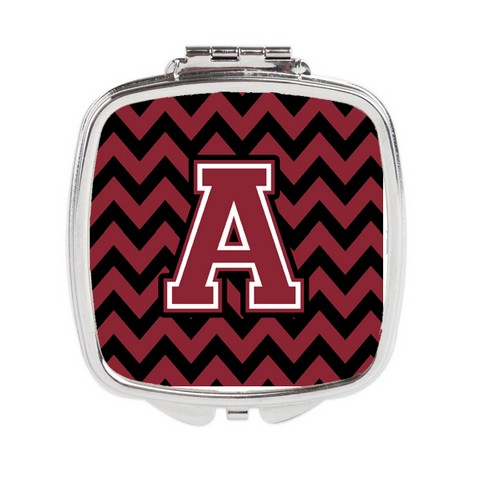 CJ1052-ASCM Letter A Chevron Garnet & Black Compact Mirror