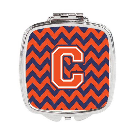 Letter C Chevron Orange & Blue Compact Mirror