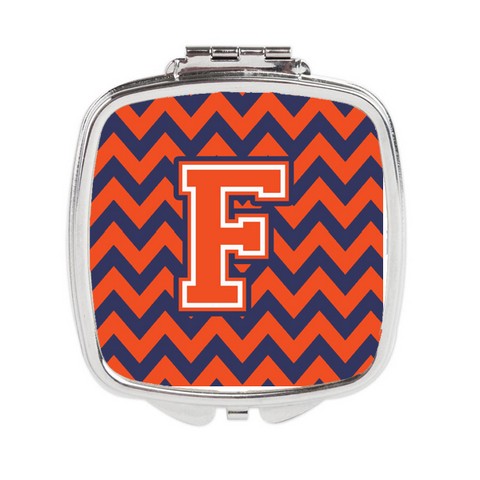 Letter F Chevron Orange & Blue Compact Mirror - 3 x 0.3 x 2.75 in.