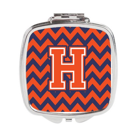 Letter H Chevron Orange & Blue Compact Mirror