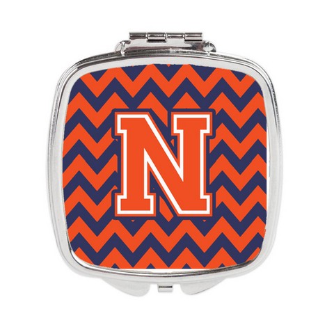 Letter N Chevron Orange & Blue Compact Mirror