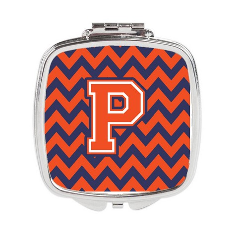Letter P Chevron Orange & Blue Compact Mirror - 3 x 0.3 x 2.75 in.