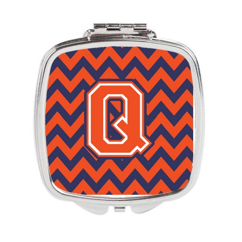 Letter Q Chevron Orange & Blue Compact Mirror - 3 x 0.3 x 2.75 in.