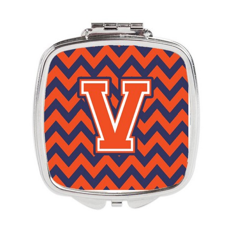 Letter V Chevron Orange & Blue Compact Mirror