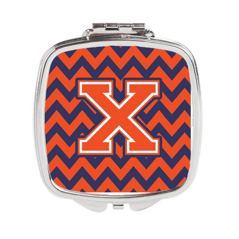 Letter X Chevron Orange & Blue Compact Mirror - 3 x 0.3 x 2.75 in.