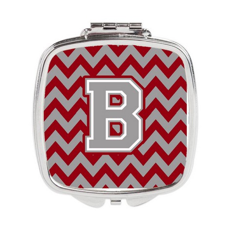 CJ1043-BSCM Letter B Chevron Crimson & Grey Compact Mirror