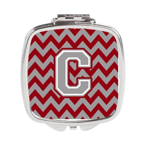 CJ1043-CSCM Letter C Chevron Crimson & Grey Compact Mirror