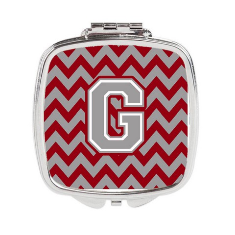 CJ1043-GSCM Letter G Chevron Crimson & Grey Compact Mirror