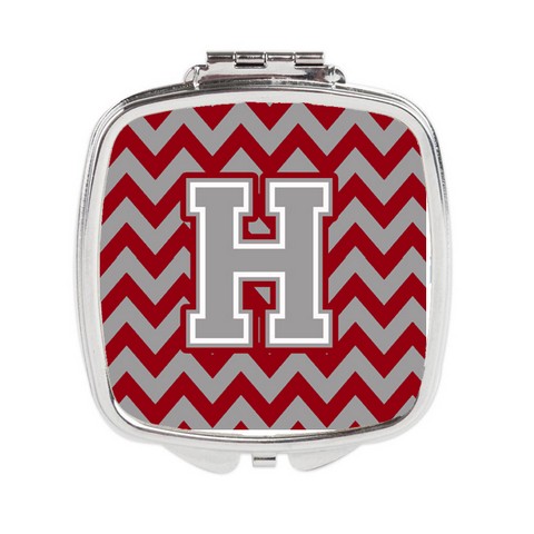 CJ1043-HSCM Letter H Chevron Crimson & Grey Compact Mirror