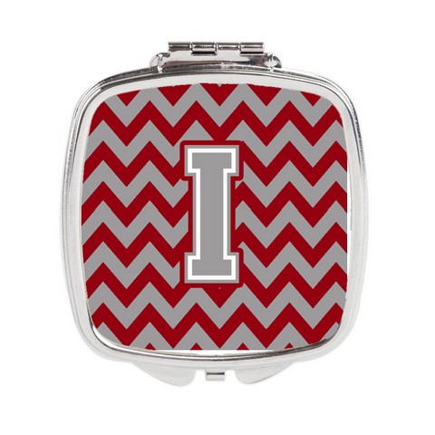 CJ1043-ISCM Letter I Chevron Crimson & Grey Compact Mirror